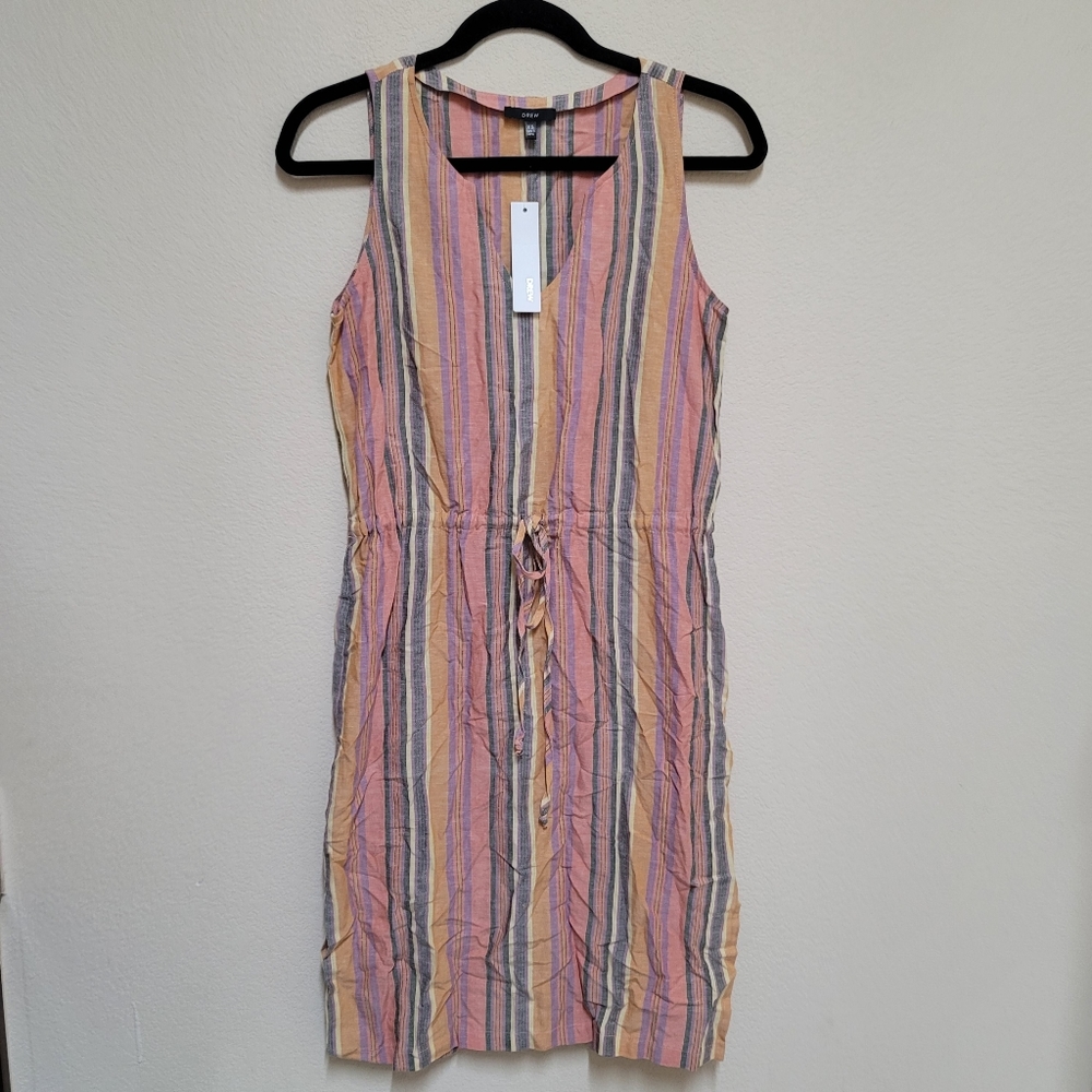 MOVING MUST GO Drew- Linen Striped Dress Anthropologie